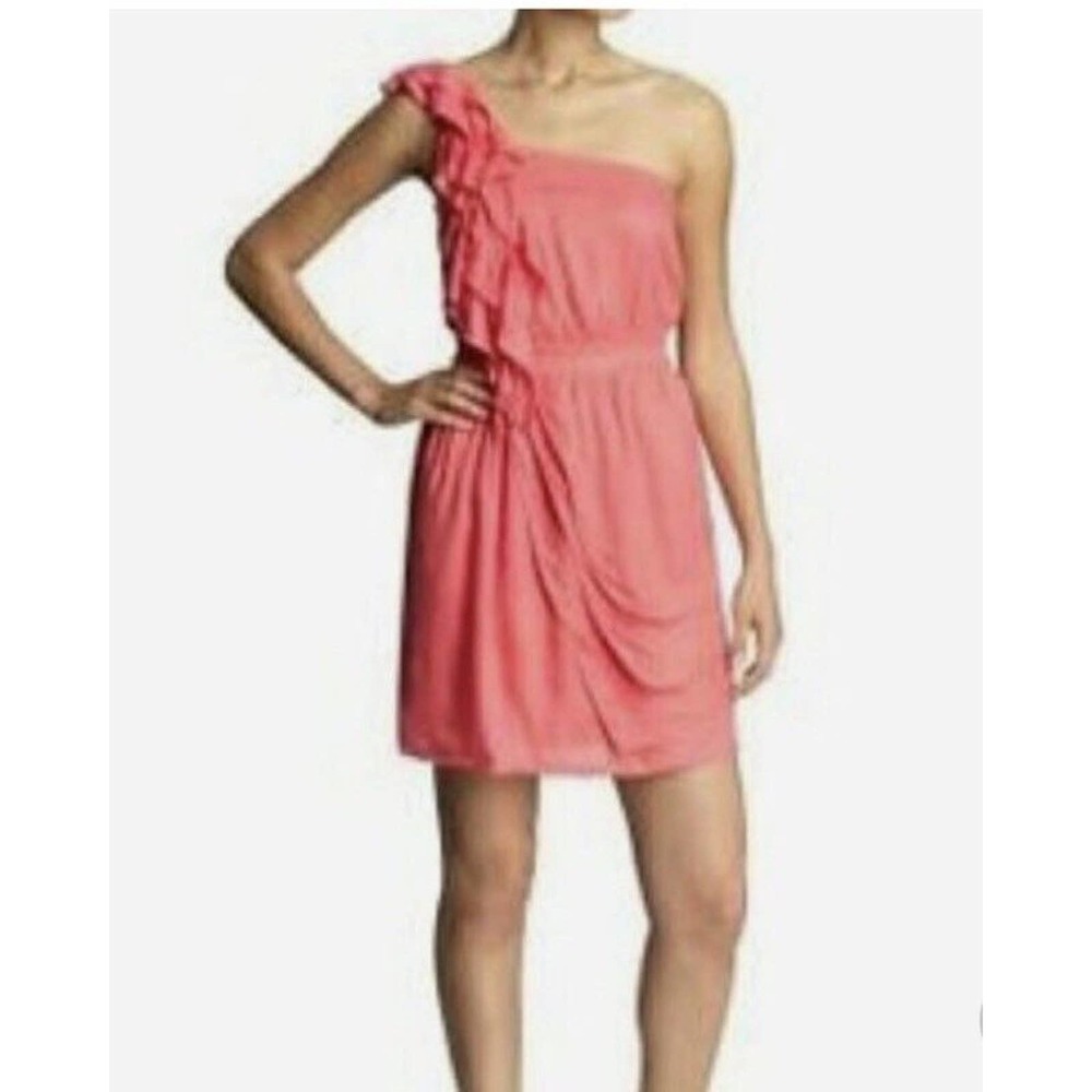 Miss Me | Couture Womens Size L One Shoulder Dress Pink Ruffle Asymmetrical